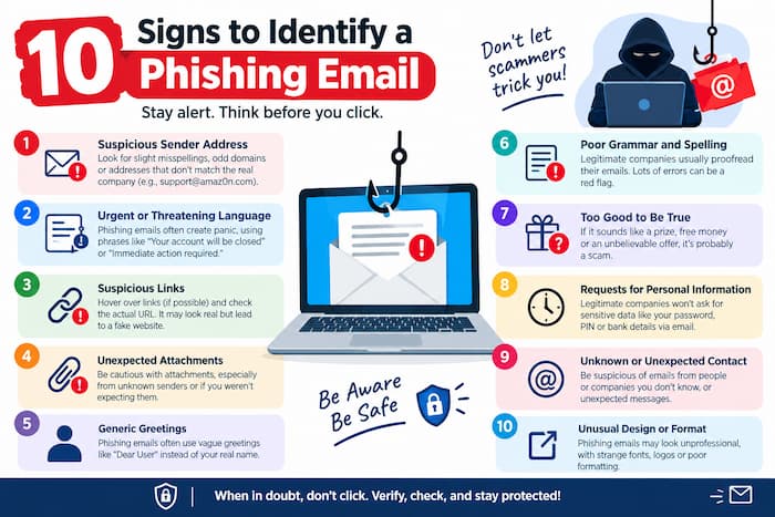 10 signs to identify a phishing email